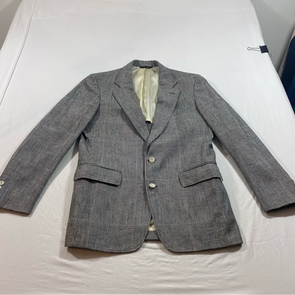 Cricketeer Houndstooth Blazer Vintage Tweed Jacket Sports Coat Men 40L Gray - Picture 1 of 14